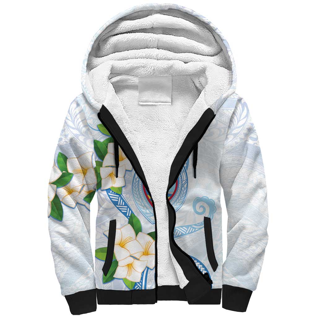 Guam Chamorro Sherpa Hoodie Guasali Flowers Curves Style LT05 Unisex Blue - Polynesian Pride