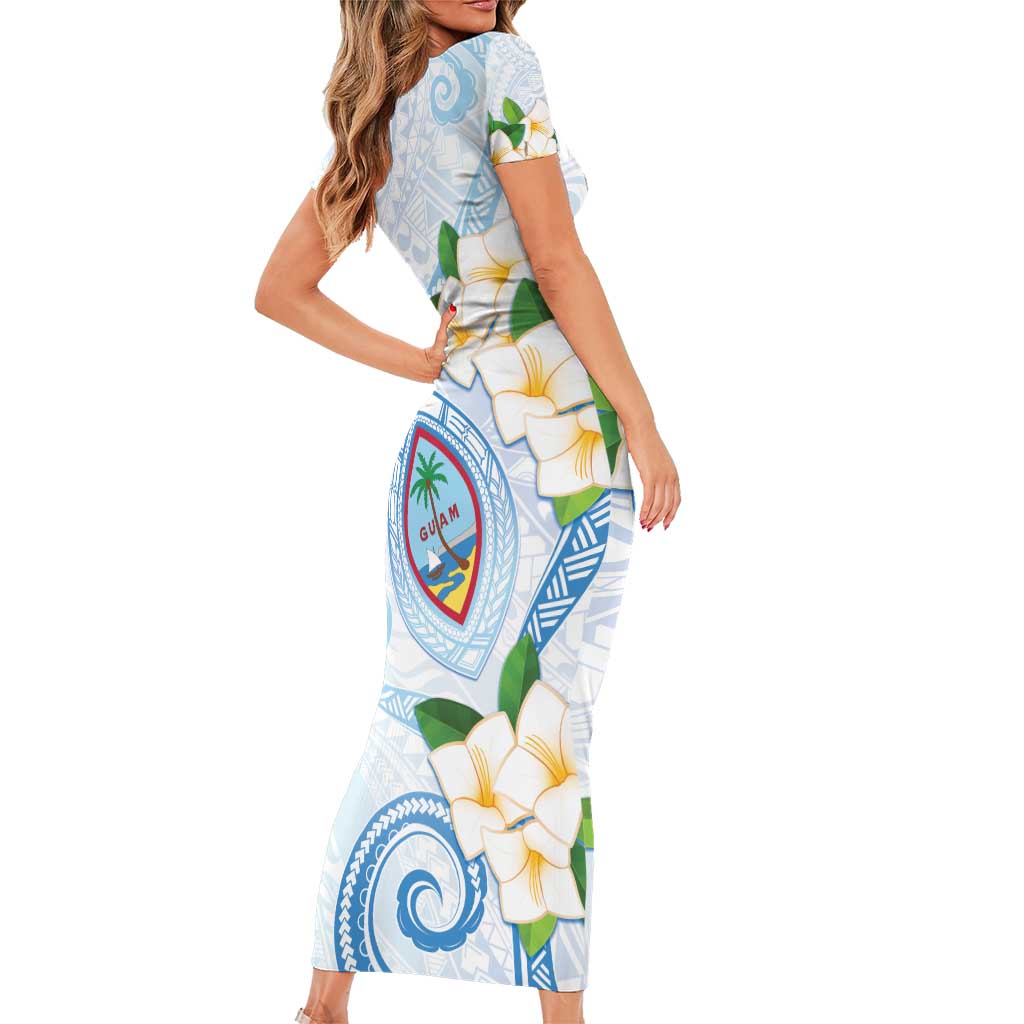 Guam Chamorro Short Sleeve Bodycon Dress Guasali Flowers Curves Style
