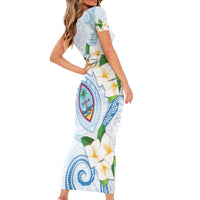 Guam Chamorro Short Sleeve Bodycon Dress Guasali Flowers Curves Style