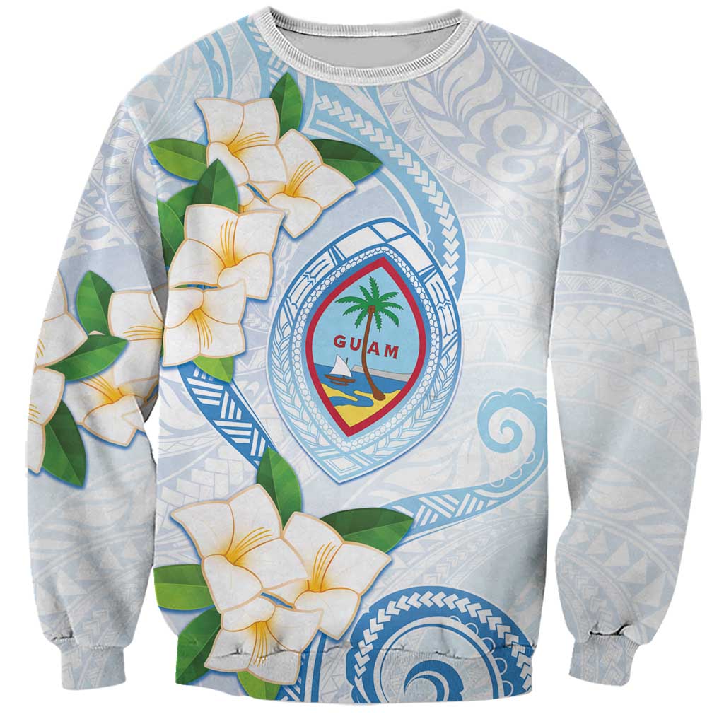 Guam Chamorro Sweatshirt Guasali Flowers Curves Style LT05 Unisex Blue - Polynesian Pride