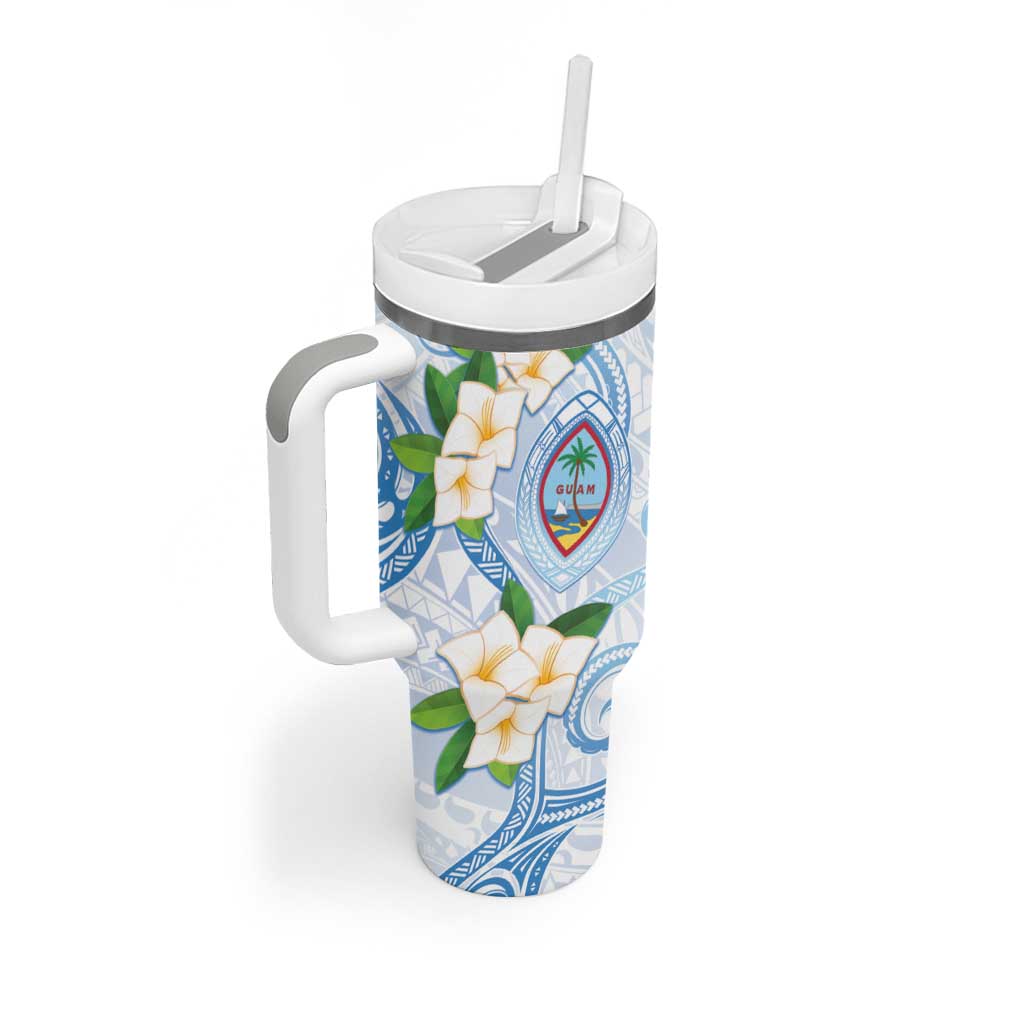 Guam Chamorro Tumbler With Handle Guasali Flowers Curves Style