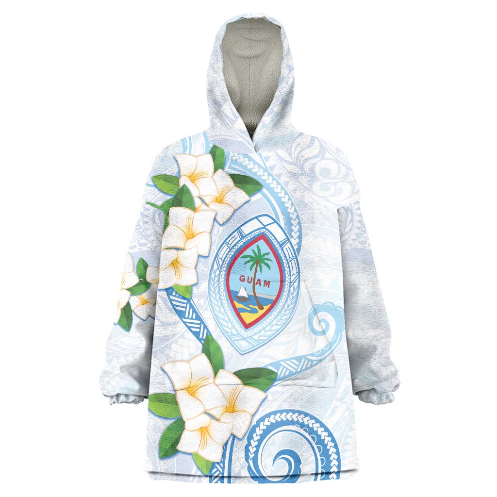 Guam Chamorro Wearable Blanket Hoodie Guasali Flowers Curves Style LT05 One Size Blue - Polynesian Pride