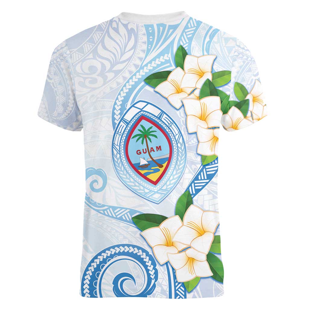 Guam Chamorro Women V-Neck T-Shirt Guasali Flowers Curves Style LT05 - Polynesian Pride