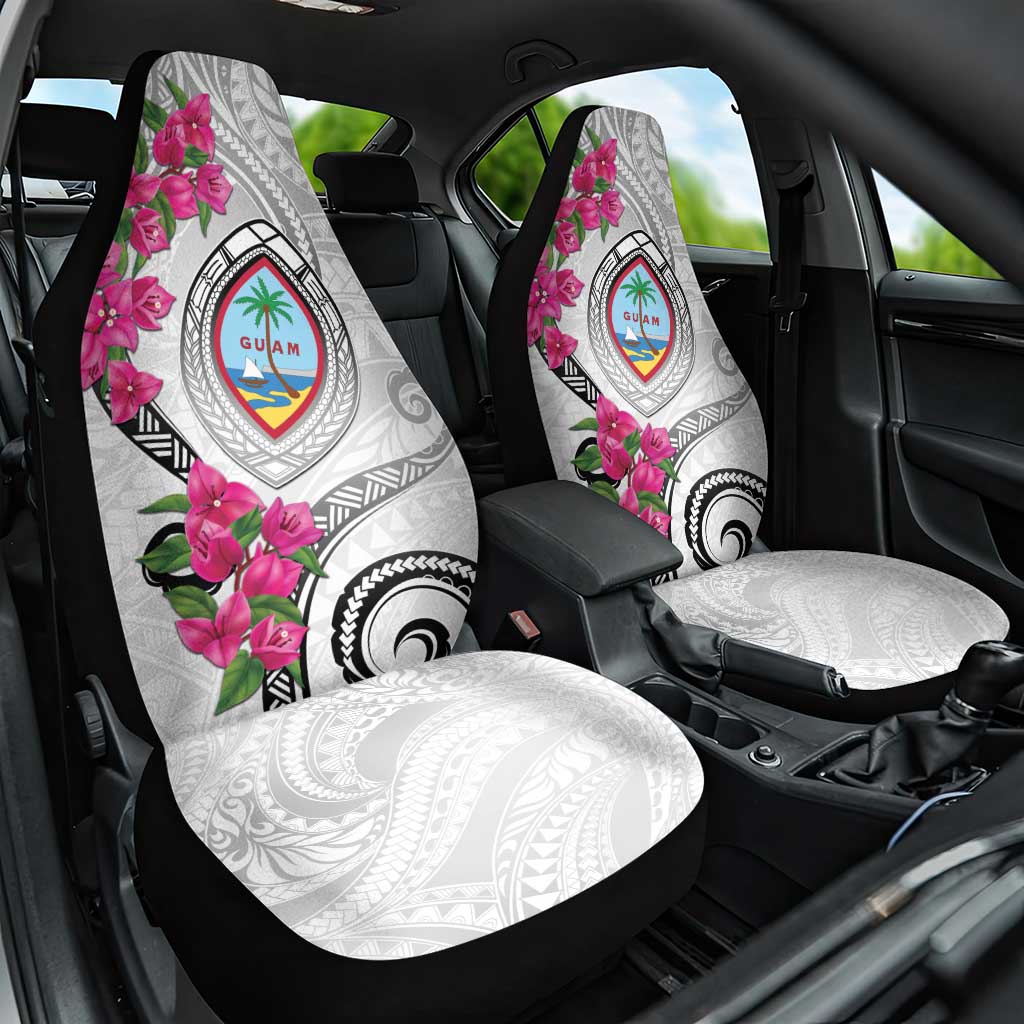 Guam Chamorro Car Seat Cover Curves Polynesian Tattoo Mix Bougainvillea