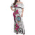 Guam Chamorro Family Matching Off Shoulder Maxi Dress and Hawaiian Shirt Curves Polynesian Tattoo Mix Bougainvillea