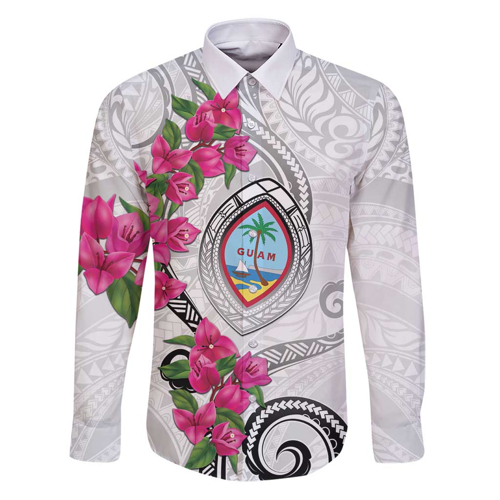 Guam Chamorro Family Matching Puletasi and Hawaiian Shirt Curves Polynesian Tattoo Mix Bougainvillea