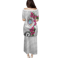 Guam Chamorro Family Matching Puletasi and Hawaiian Shirt Curves Polynesian Tattoo Mix Bougainvillea