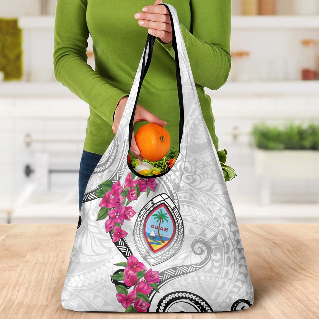 Guam Chamorro Grocery Bag Curves Polynesian Tattoo Mix Bougainvillea