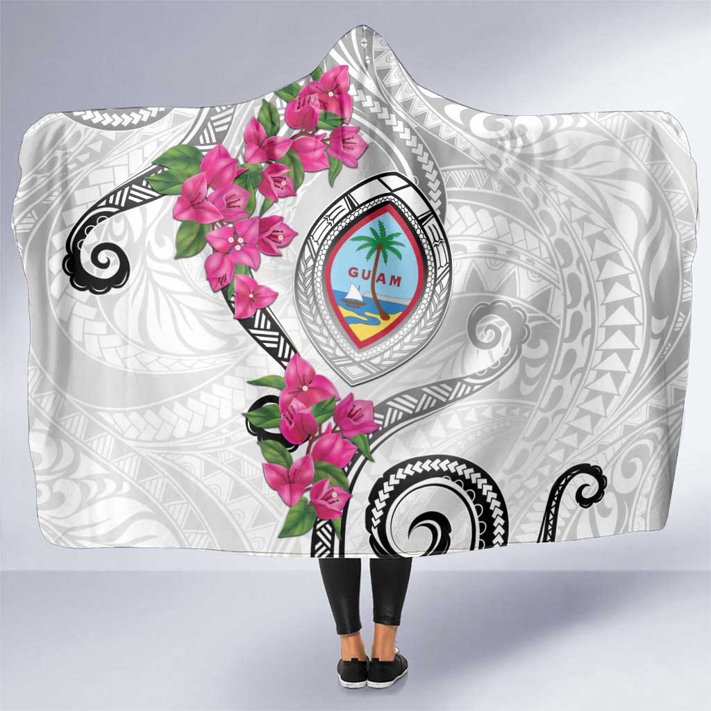 Guam Chamorro Hooded Blanket Curves Polynesian Tattoo Mix Bougainvillea