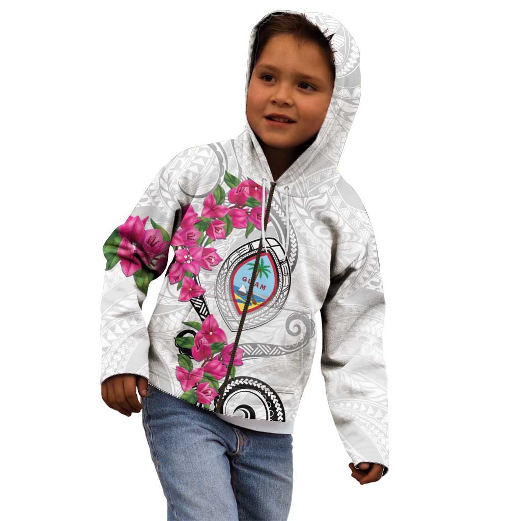 Guam Chamorro Kid Hoodie Curves Polynesian Tattoo Mix Bougainvillea