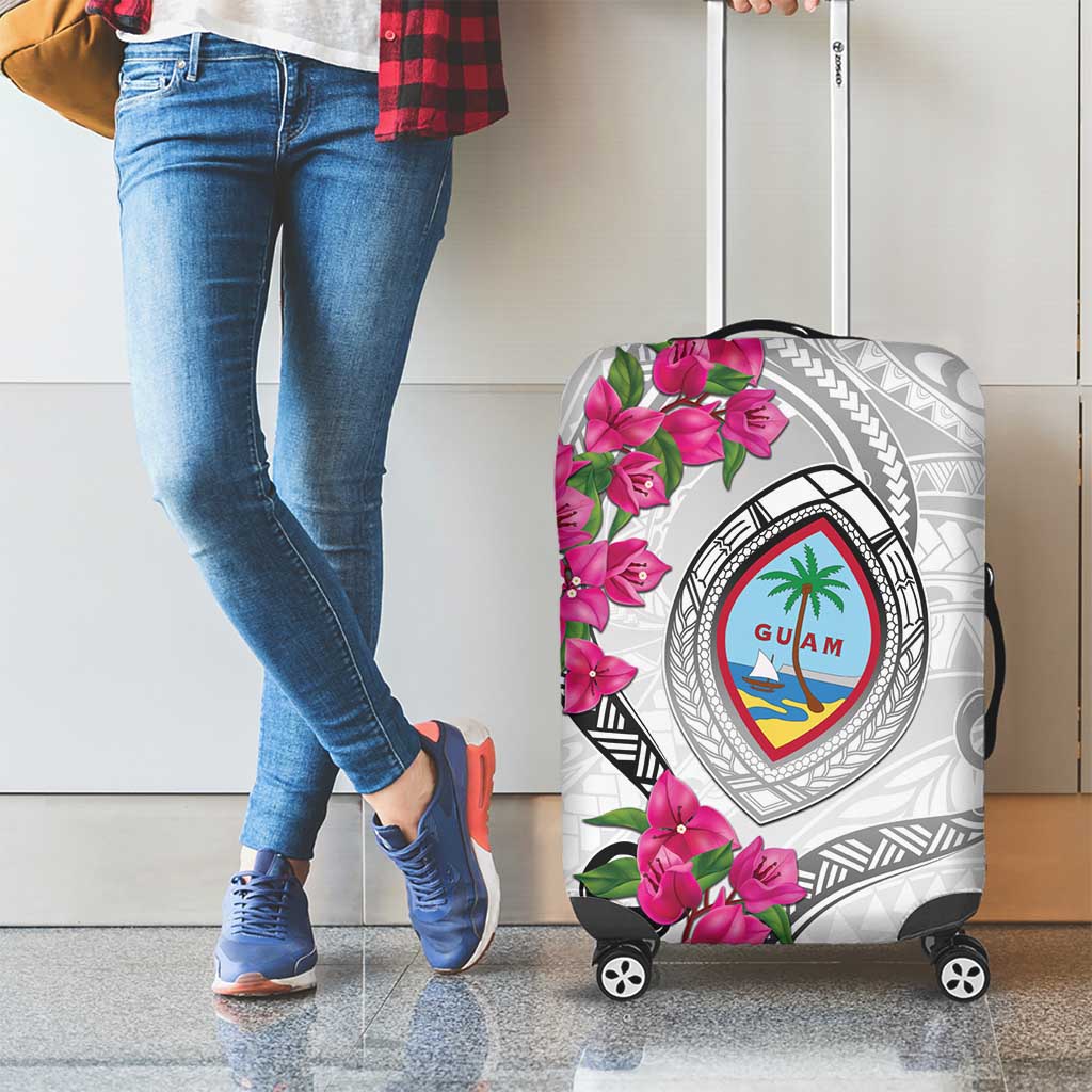 Guam Chamorro Luggage Cover Curves Polynesian Tattoo Mix Bougainvillea
