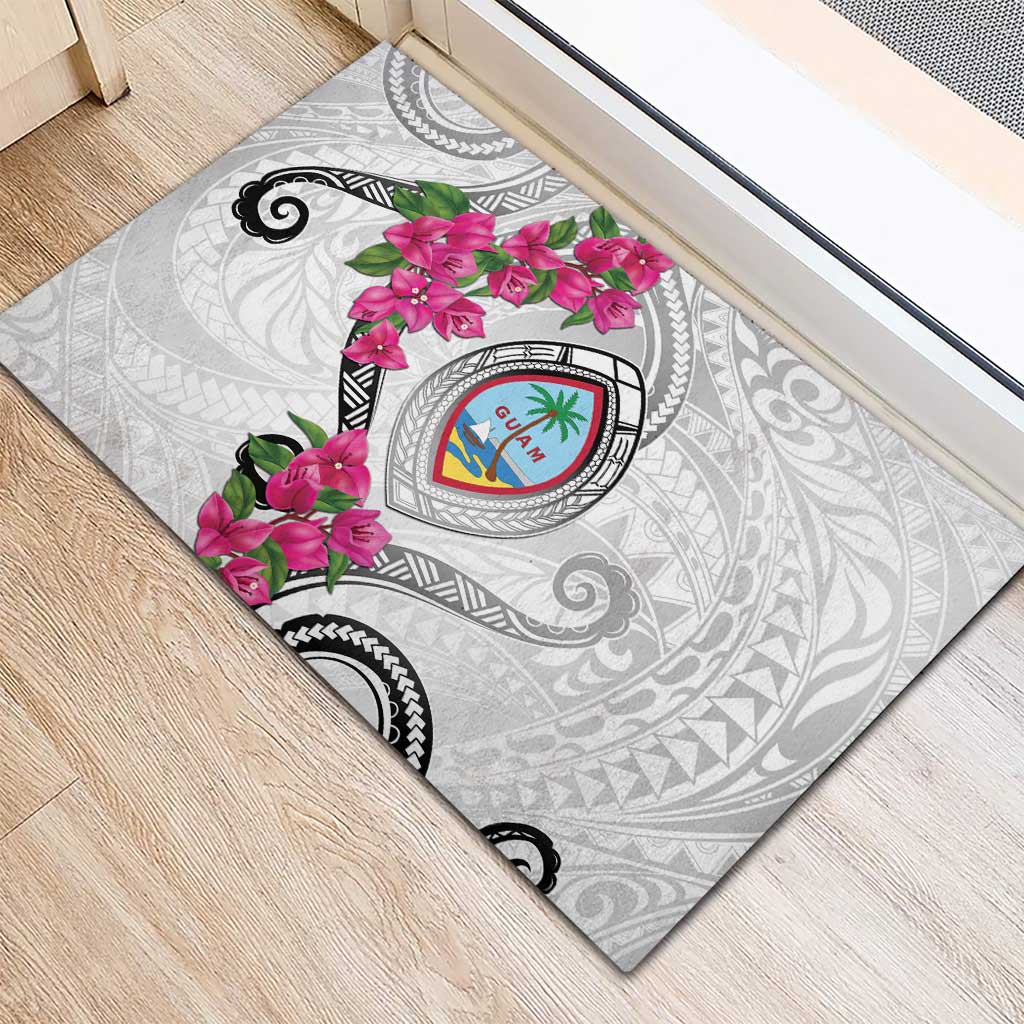 Guam Chamorro Rubber Doormat Curves Polynesian Tattoo Mix Bougainvillea
