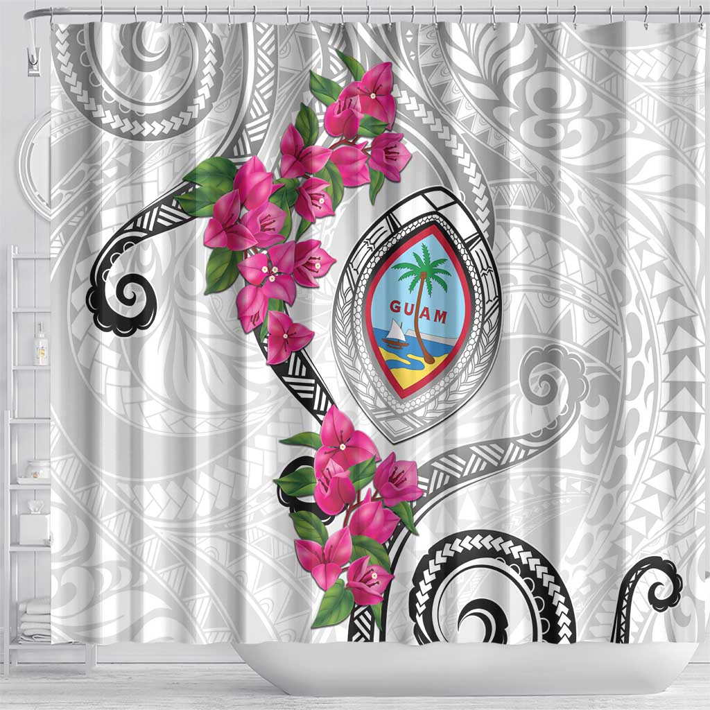 Guam Chamorro Shower Curtain Curves Polynesian Tattoo Mix Bougainvillea