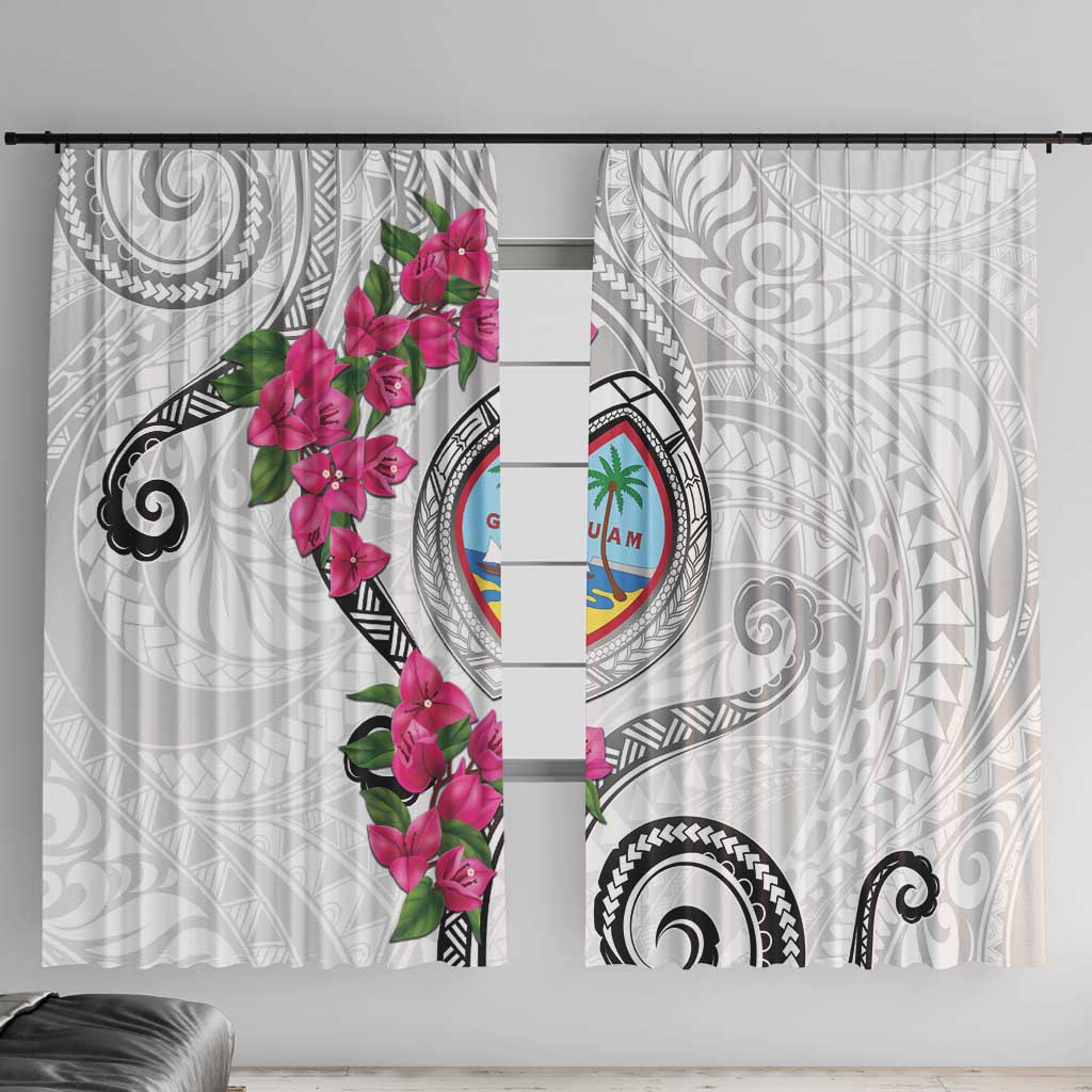 Guam Chamorro Window Curtain Curves Polynesian Tattoo Mix Bougainvillea