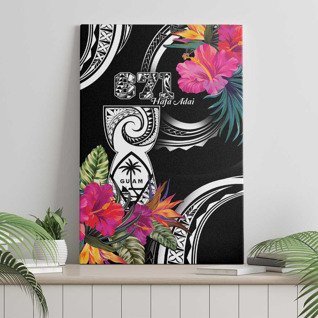 Hafa Adai Guam Canvas Wall Art Polynesian Tattoo Tropical Flowers