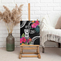 Hafa Adai Guam Canvas Wall Art Polynesian Tattoo Tropical Flowers