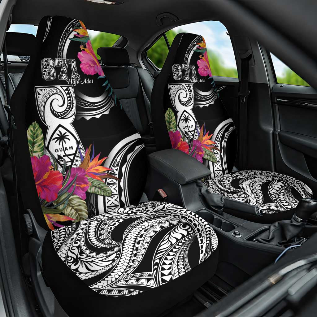 Hafa Adai Guam Car Seat Cover Polynesian Tattoo Tropical Flowers