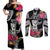 Hafa Adai Guam Couples Matching Off Shoulder Maxi Dress and Long Sleeve Button Shirt Polynesian Tattoo Tropical Flowers