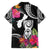 Hafa Adai Guam Family Matching Off Shoulder Short Dress and Hawaiian Shirt Polynesian Tattoo Tropical Flowers