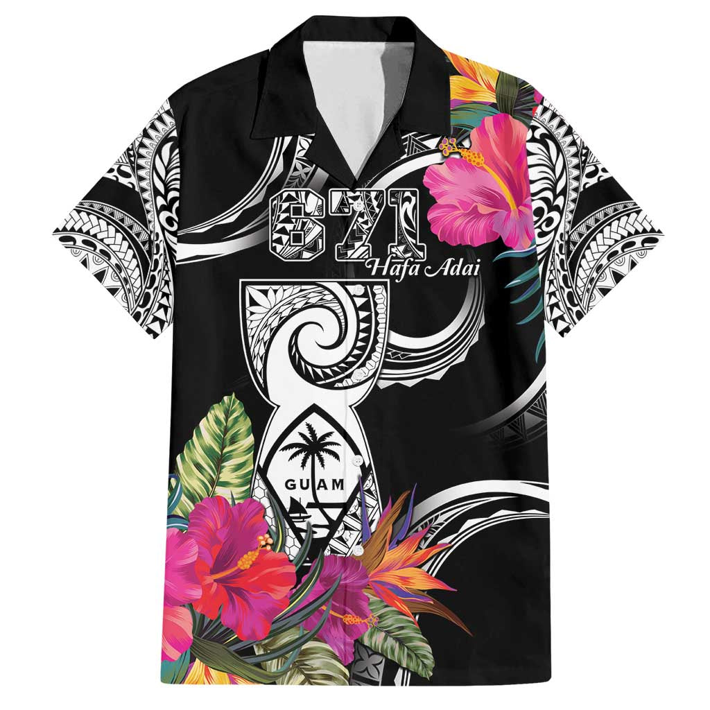 Hafa Adai Guam Family Matching Puletasi and Hawaiian Shirt Polynesian Tattoo Tropical Flowers
