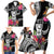 Hafa Adai Guam Family Matching Short Sleeve Bodycon Dress and Hawaiian Shirt Polynesian Tattoo Tropical Flowers