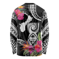 Hafa Adai Guam Long Sleeve Shirt Polynesian Tattoo Tropical Flowers