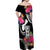 Hafa Adai Guam Off Shoulder Maxi Dress Polynesian Tattoo Tropical Flowers