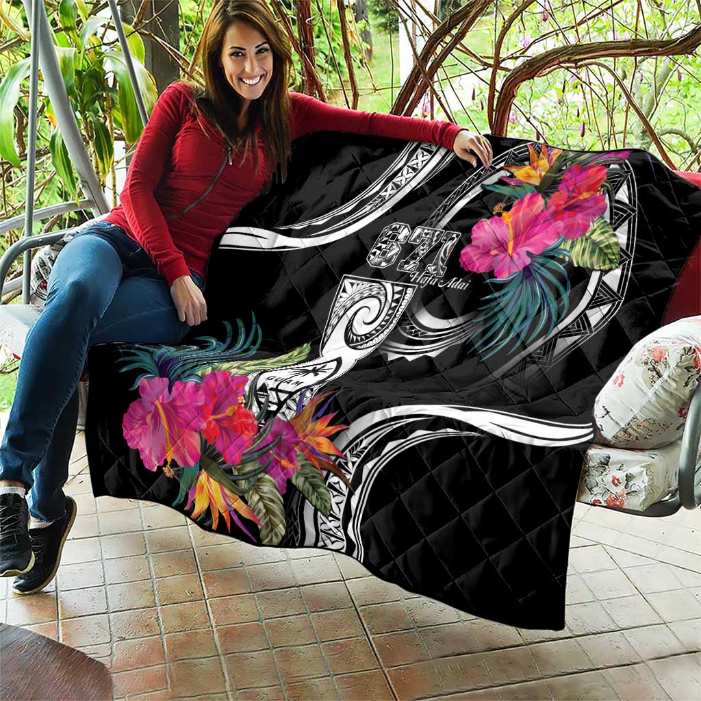 Hafa Adai Guam Quilt Polynesian Tattoo Tropical Flowers