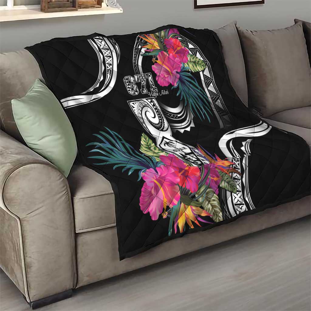 Hafa Adai Guam Quilt Polynesian Tattoo Tropical Flowers