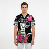 Hafa Adai Guam Scrub Top Polynesian Tattoo Tropical Flowers LT05 - Polynesian Pride