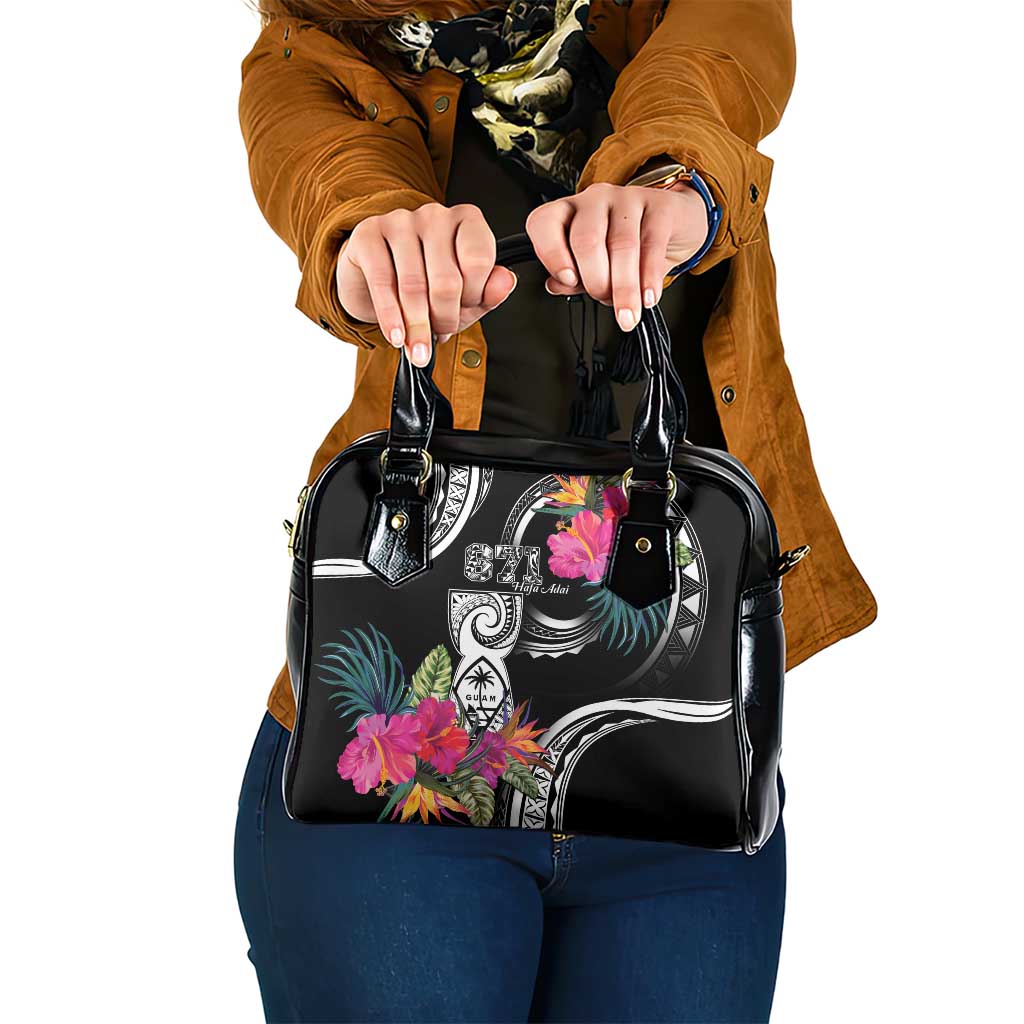 Hafa Adai Guam Shoulder Handbag Polynesian Tattoo Tropical Flowers