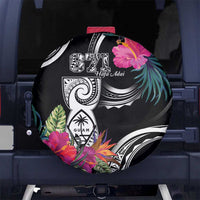 Hafa Adai Guam Spare Tire Cover Polynesian Tattoo Tropical Flowers