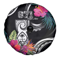 Hafa Adai Guam Spare Tire Cover Polynesian Tattoo Tropical Flowers