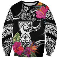 Hafa Adai Guam Sweatshirt Polynesian Tattoo Tropical Flowers
