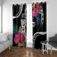 Hafa Adai Guam Window Curtain Polynesian Tattoo Tropical Flowers