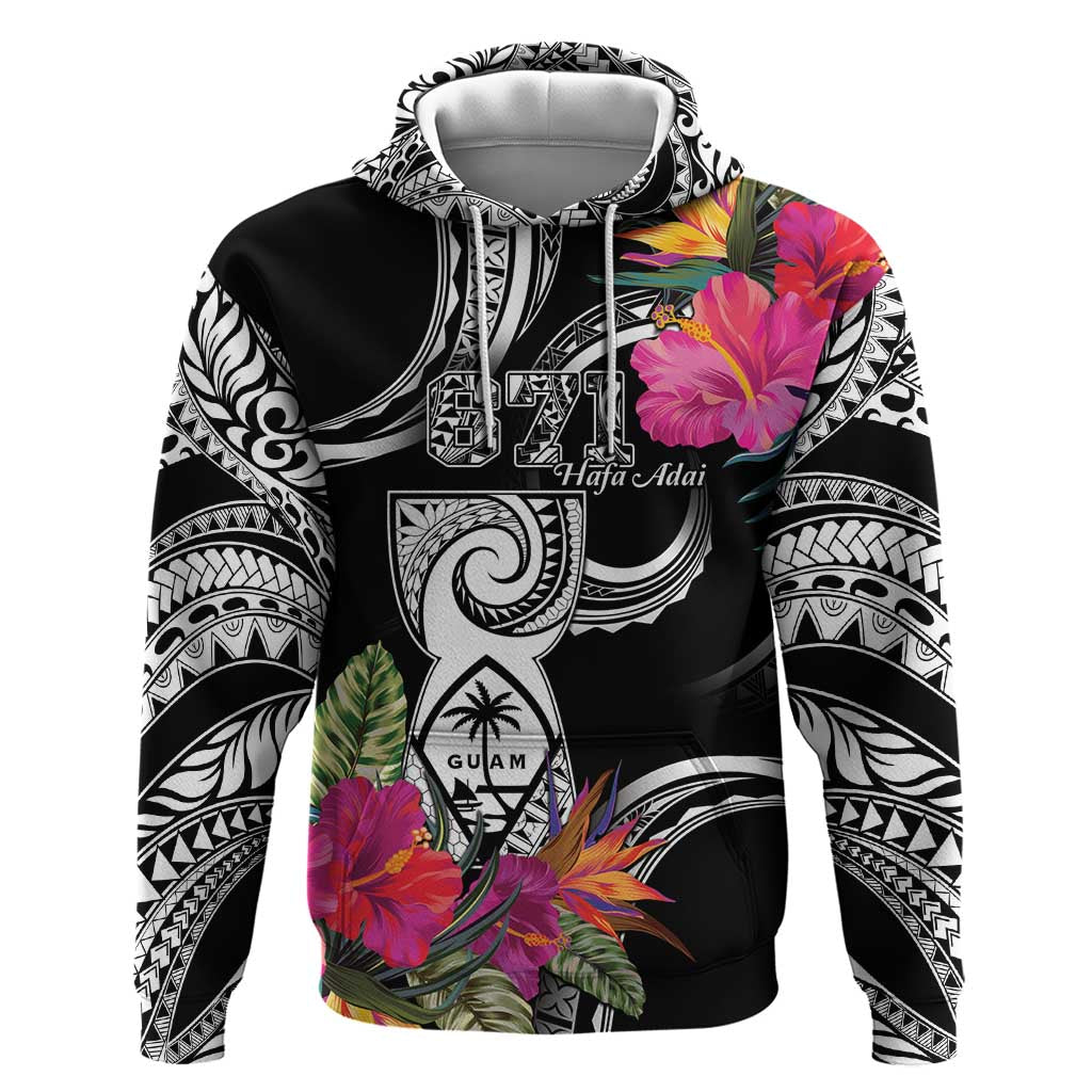 Hafa Adai Guam Zip Hoodie Polynesian Tattoo Tropical Flowers