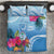 Hafa Adai Guam Bedding Set Tropical Flowers Blue Gradient