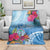 Hafa Adai Guam Blanket Tropical Flowers Blue Gradient