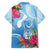 Hafa Adai Guam Family Matching Off Shoulder Maxi Dress and Hawaiian Shirt Tropical Flowers Blue Gradient