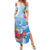 Hafa Adai Guam Family Matching Summer Maxi Dress and Hawaiian Shirt Tropical Flowers Blue Gradient