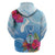 Hafa Adai Guam Hoodie Tropical Flowers Blue Gradient