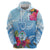 Hafa Adai Guam Hoodie Tropical Flowers Blue Gradient