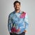 Hafa Adai Guam Long Sleeve Polo Shirt Tropical Flowers Blue Gradient