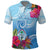 Hafa Adai Guam Polo Shirt Tropical Flowers Blue Gradient