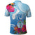 Hafa Adai Guam Polo Shirt Tropical Flowers Blue Gradient