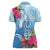 Hafa Adai Guam Women Polo Shirt Tropical Flowers Blue Gradient