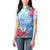 Hafa Adai Guam Women Polo Shirt Tropical Flowers Blue Gradient