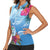 Hafa Adai Guam Women Sleeveless Polo Shirt Tropical Flowers Blue Gradient