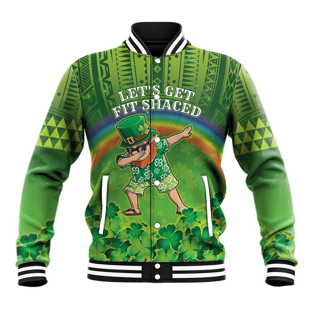 Personalised Hawaii Saint Patrick's Day Baseball Jacket Let's Get Fit Shaced LT05 Unisex Green - Polynesian Pride