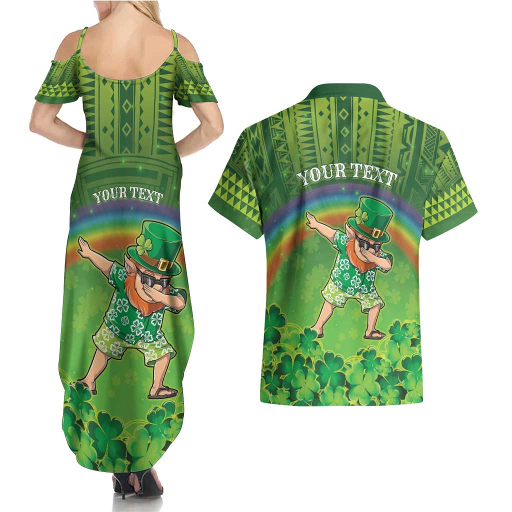 Personalised Hawaii Saint Patrick's Day Couples Matching Summer Maxi Dress and Hawaiian Shirt Let's Get Fit Shaced LT05 - Polynesian Pride